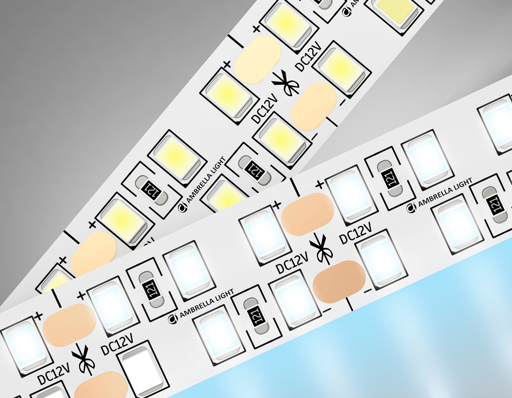 Светодиодная лента двухрядная GS1703 2835 240Led/ 24W m/ 12V IP20 6500K/ 5000*10*1.2mm/ кратность резки 25mm (2 конт.)