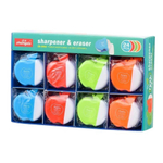 Точилка с ластиком Basir, одинарная, с контейнером, серия "Яблоко", 4 цвета корпуса, с крышечкой, 5.5*5.5 см
