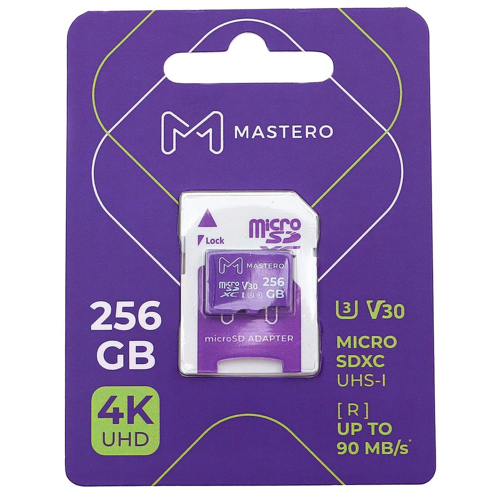 Карта памяти Mastero 256Гб microSDXC, C10/UHS-I U3, с адаптером SD (MB-256-MSD)