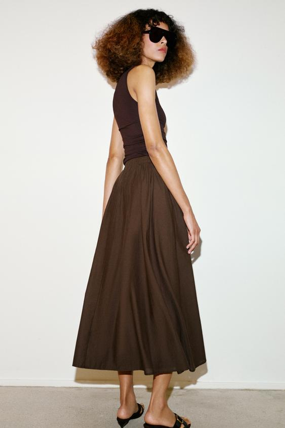 ZARA ЮБКА-НАКИДКА МИДИ, КОРИЧНЕВЫЙ