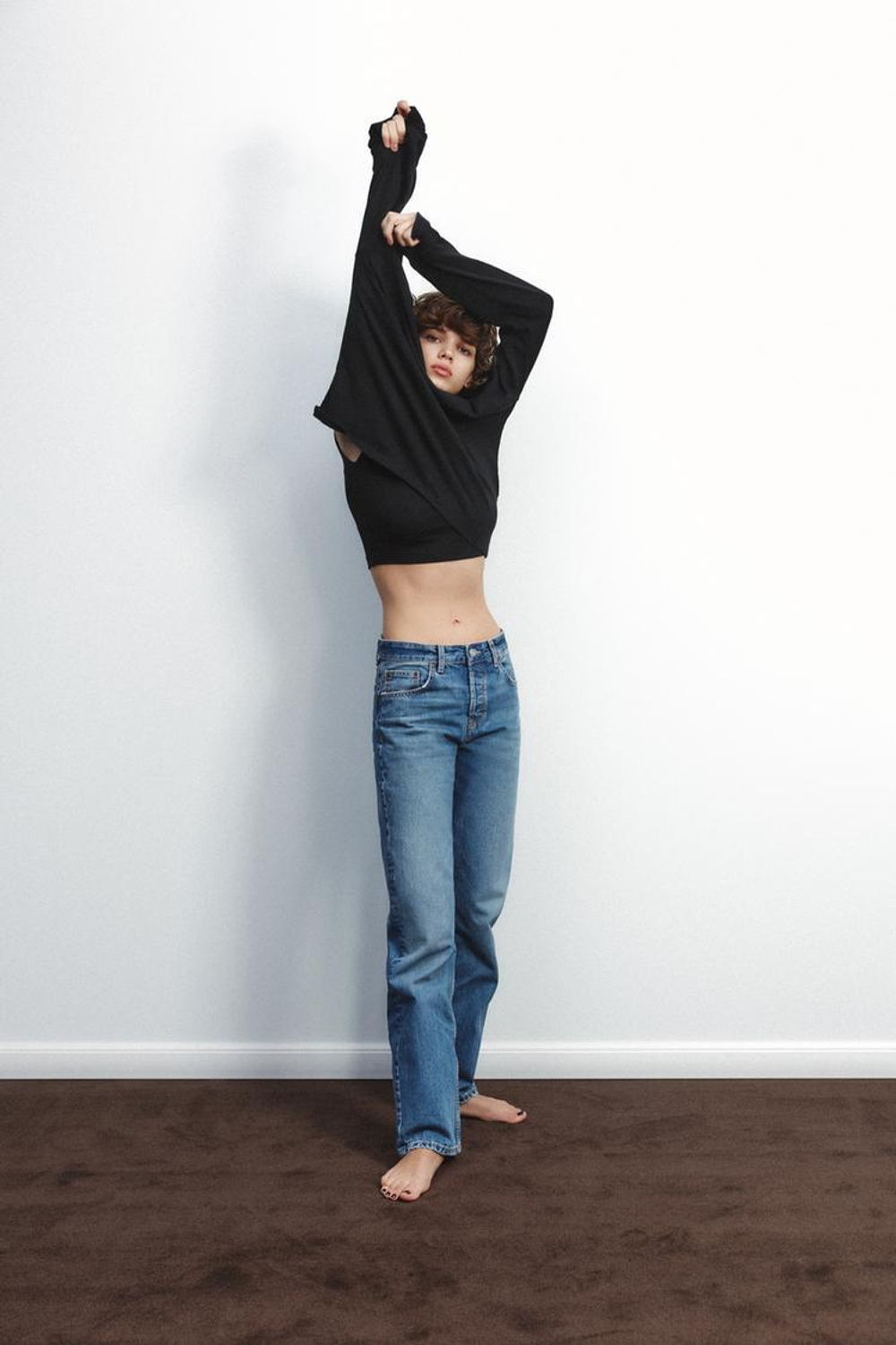 ZARA ДЖИНСЫ TRF ПРЯМОГО КРОЯ СО СРЕДНЕЙ ПОСАДКОЙ, МОРСКОЙ СИНИЙ