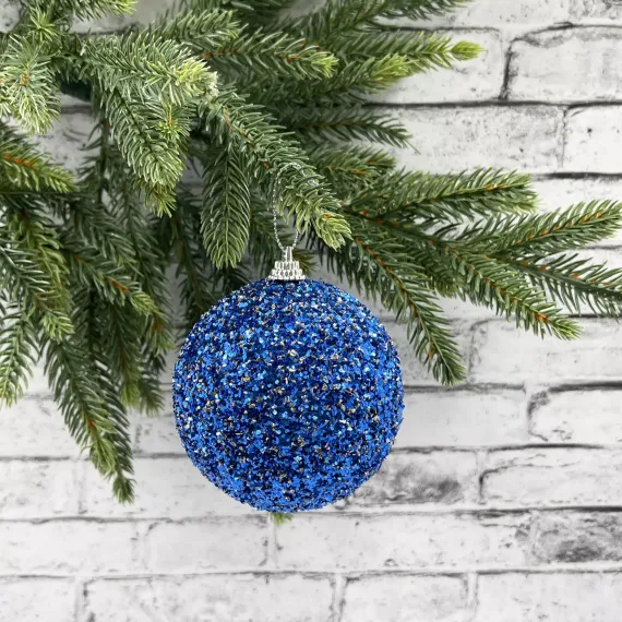 Шар новогодний Бисер 20 см., синий, пенопласт, Christmas DeLuxe (11854)
