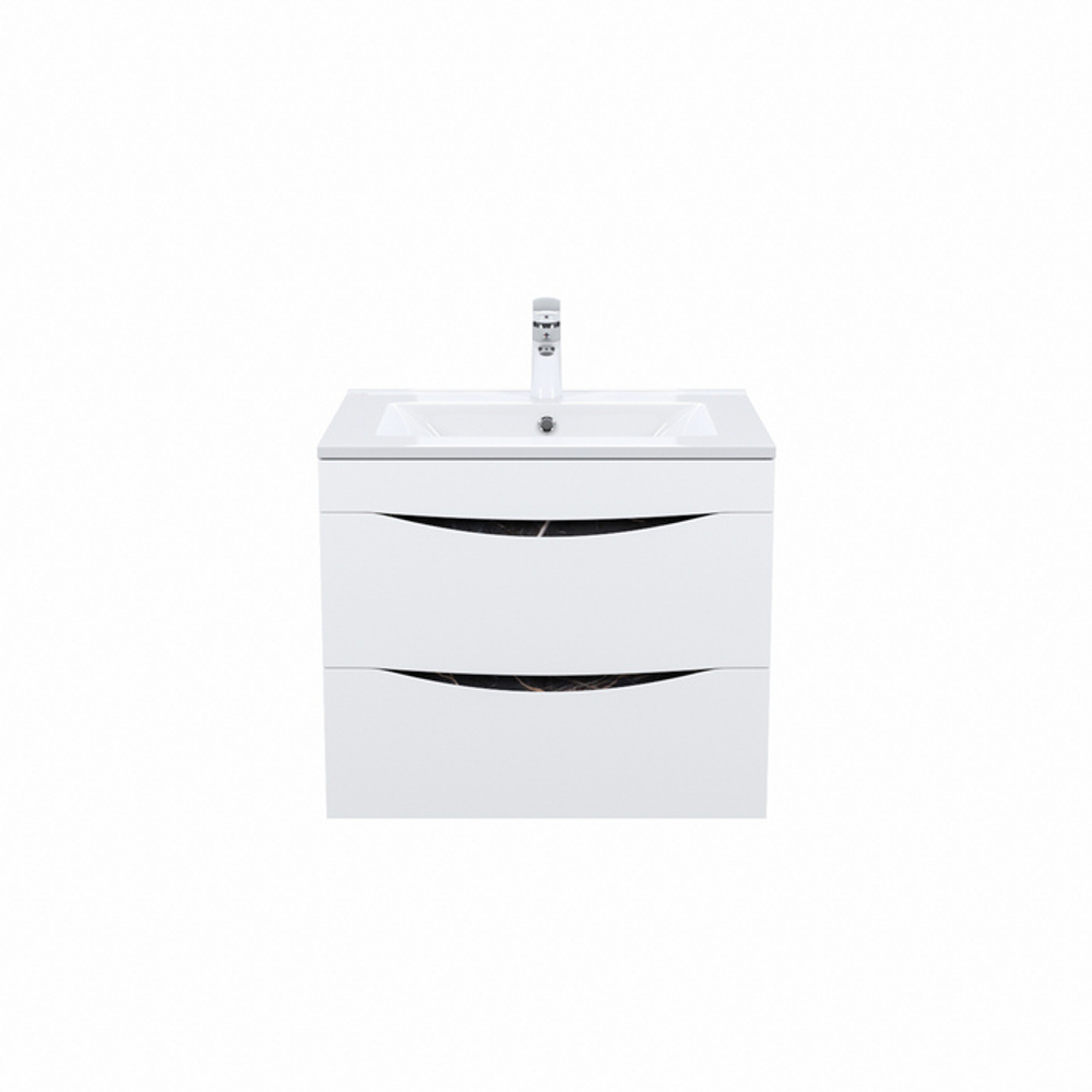 Тумба с умывальником IDDIS Cloud, подвесная, 60 см, белая/черный мрамор, CLO60B0i95K