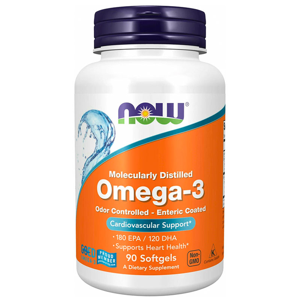 NOW Omega-3 Enteric (90 капс.)