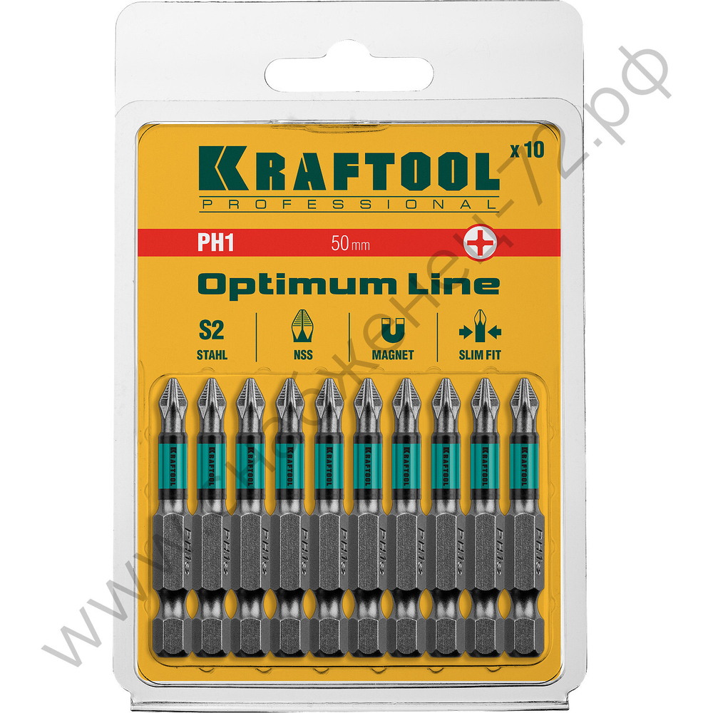KRAFTOOL OPTIMUM PH 1, 50 мм, 10 шт, Биты (26122-1-50-10)
