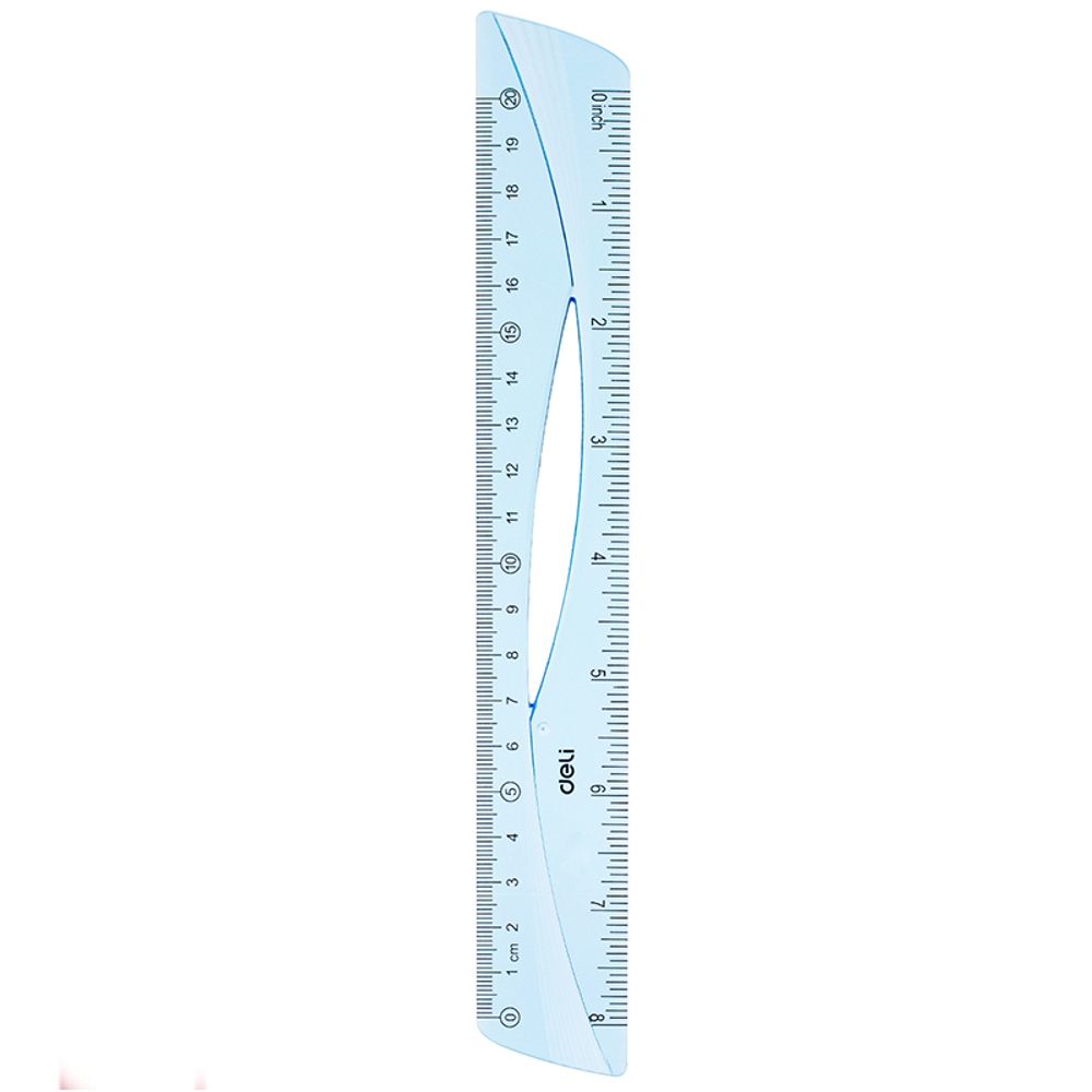 Линейка DELI "Woove" 20 см, тонированная голубая