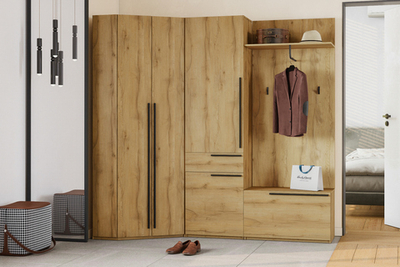 Прихожая Лорена Пакс-3 Дуб Золотистый U1148 228*95*220 см, Желтый   Фиеста