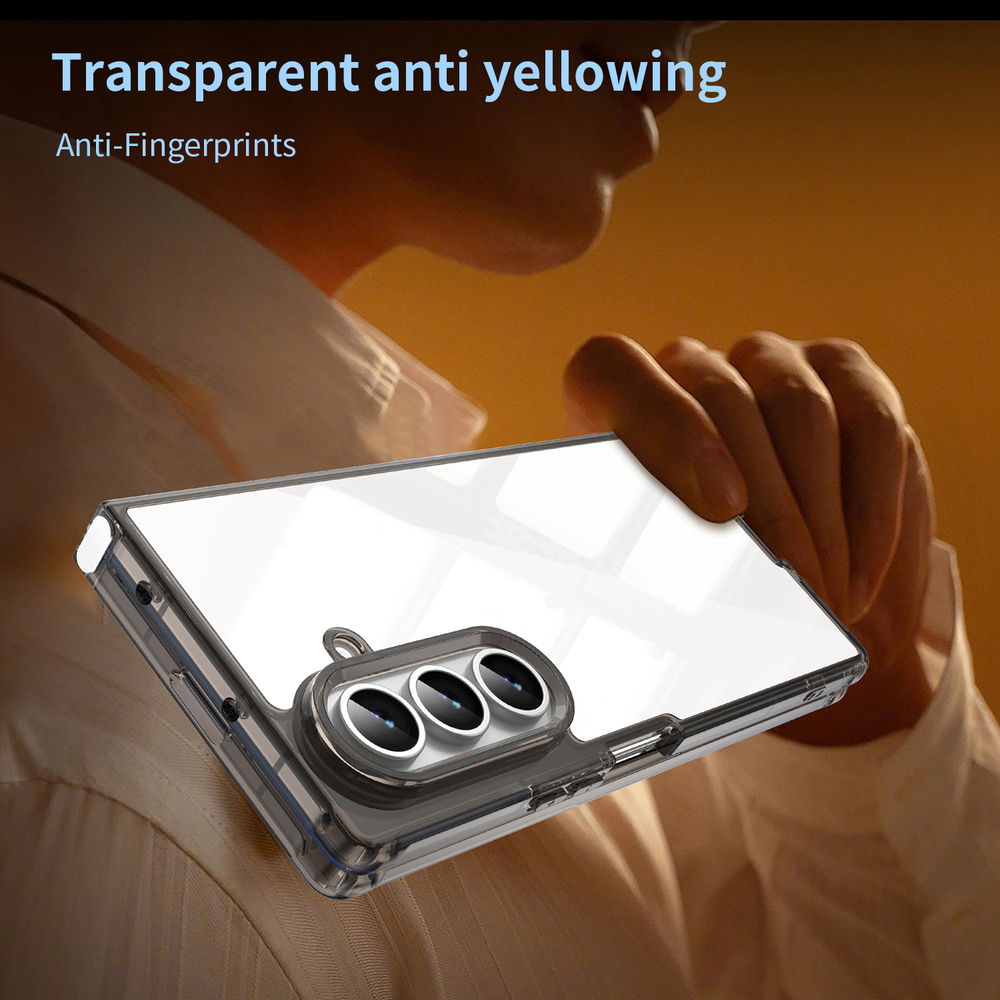 Чехол прозрачный защитный для Samsung Galaxy Fold 7, мягкие усиленные боковые рамки серого цвета