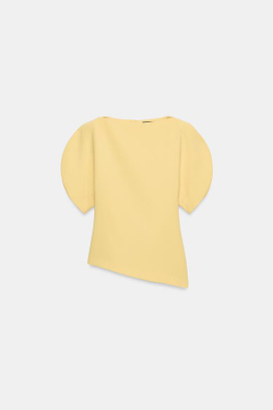 ZARA ТОП С ОБЪЕМНЫМИ РУКАВАМИ — ZW COLLECTION, ЖЕЛТЫЙ