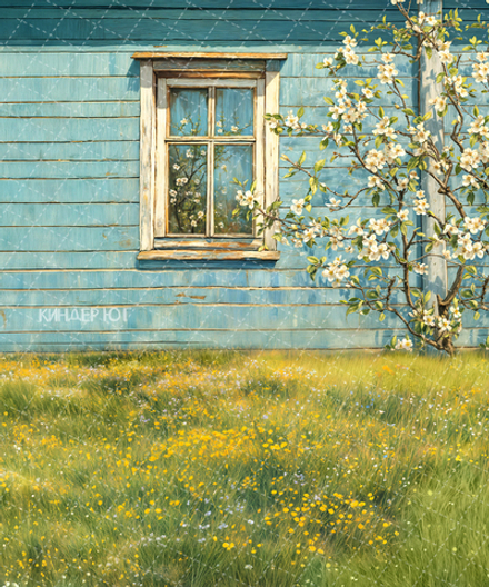 Фотофон "Деревянный дом с яблоней" арт. ФФ911-2