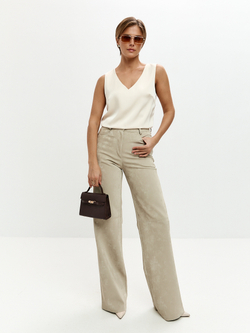 Брюки Боуи из экокожи в оттенке миндаля