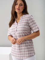 Блузка БЛ-122/клетка-бежевоголубая