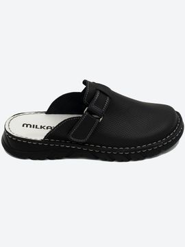 04 | "Luka" | Черные мужские медицинские сабо натуральная кожа (перфорация)