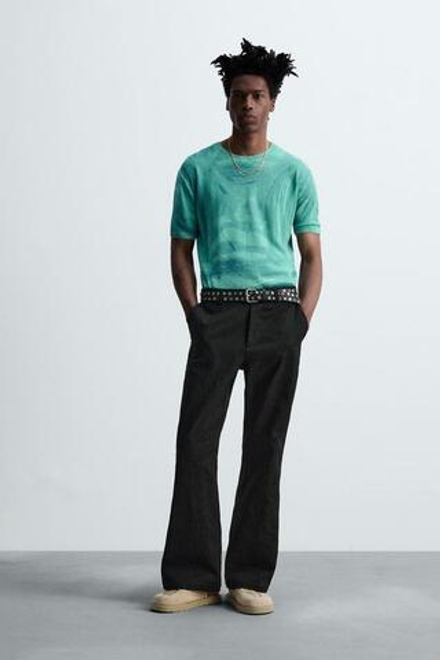 ZARA БРЮКИ С ЦВЕТОЧНОЙ ВЫШИВКОЙ, ЧЕРНЫЙ