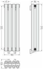 Сунержа Эстет-00 500х180 4 секции