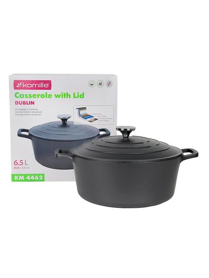 Кастрюля 6,5 л. Kamille KM 4462 серия DUBLIN из литого алюминия с антипригарным покрытием с крышкой