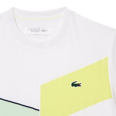 Мужская теннисная футболка Lacoste Regular Fit Seamless Tennis T-Shirt - white/flashy yellow/green/navy blue