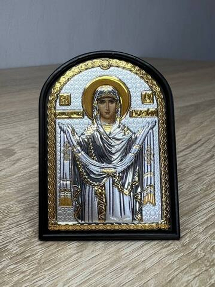 Покрова БМ, икона арочная, пластик коричневый 48x72