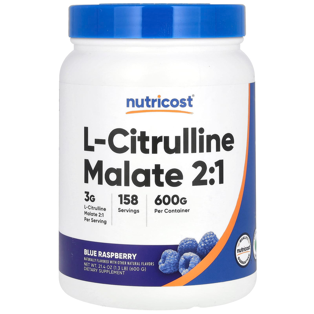 Nutricost, L-цитруллин малат 2:1, голубая малина, 600 г (21,4 унции)