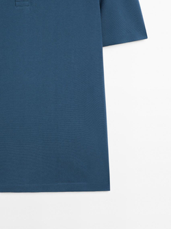 Massimo Dutti Футболка-поло с коротким рукавом, индиго