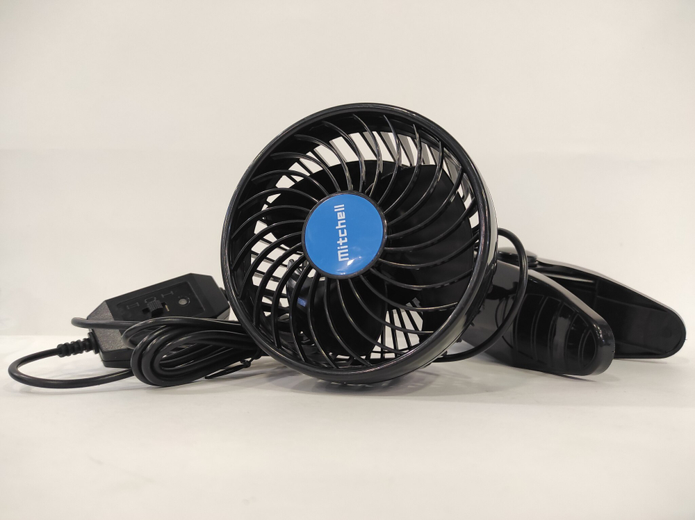HX-T601 (12 вольт) / Вентилятор салонный на прищепке, 12 см, 12V (1 шт.)