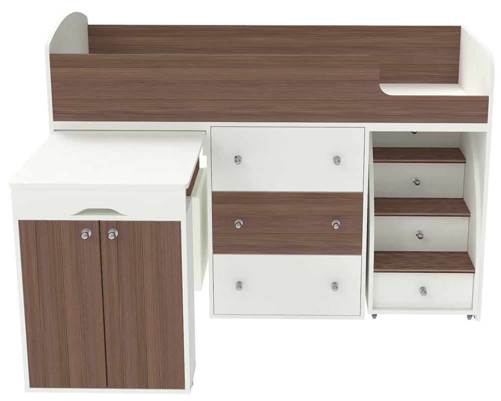 Кровать-чердак КарИВи Малыш Белый  Бодего Темный