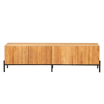 Тумба под телевизор, 180х42х51, Грувс, напольная, для прихожей и спальни, деревянная, с резными дубовыми фасадами, дуб, Dipriz