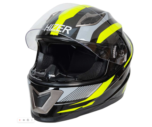 Шлем мото интеграл HIZER B562 №1 (XL) black/yellow