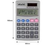 Калькулятор карманный Attache ATC-333-12P, 12 разрядов, двойное питание, 105*68*10мм, серебрист