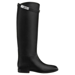 HERMES Jumping Knee high Boots Women"s Black Asia Version