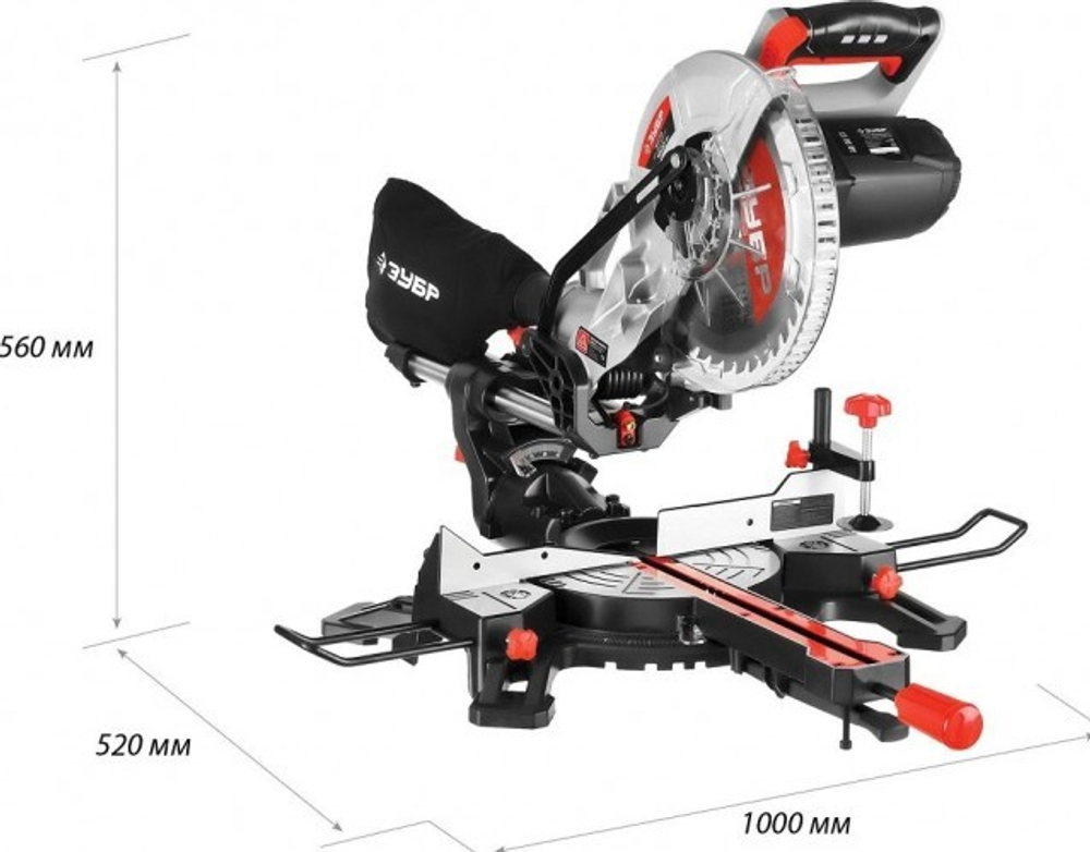 Пила торцовочная сетевая ЗУБР ППТ-255 с протяжкой Профессионал ППТ-255-П