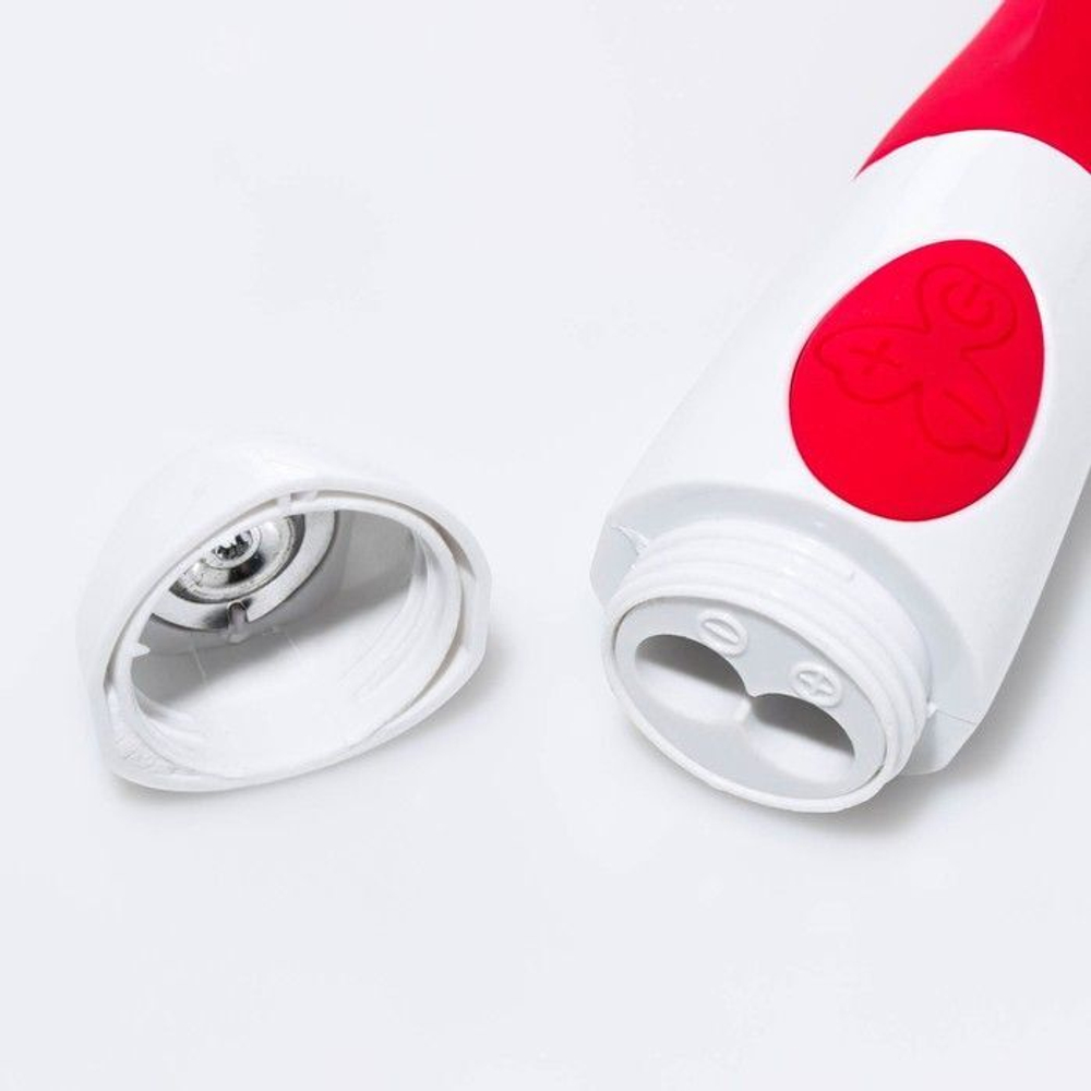 Красный вибратор с клиторальным стимулятором - 22,8 см. (Цвет: красный)