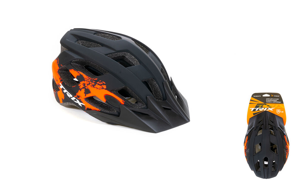 Шлем вело TRIX кросс-кантри регулировка обхвата M 57-58см In Mold красно-черный матовый