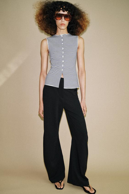 ZARA ТОП-ЖИЛЕТ С ПУГОВИЦАМИ, ПОЛОСКИ