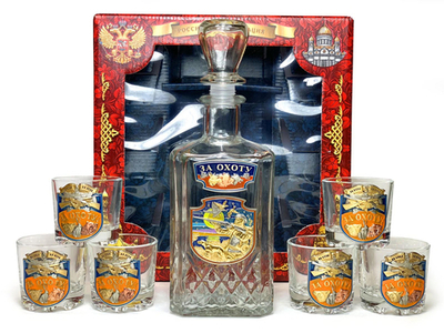 Подарочный набор графин и стопки для охотника