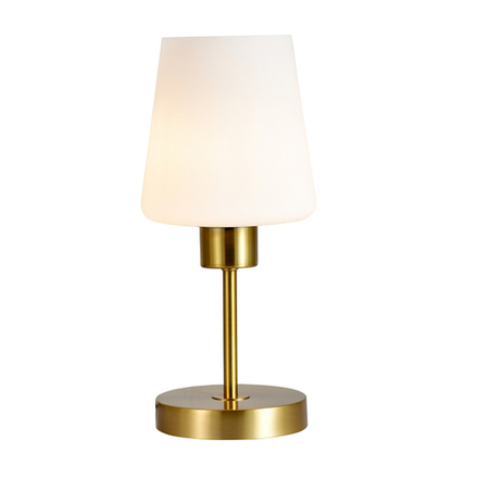Настольный светильник 1х60Вт Е27, металл/стекло, золото/белый