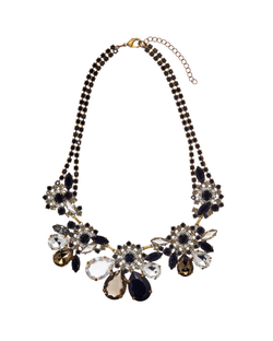 Колье-винтажное, каплевидные черные цирконы