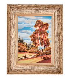 AMB-01/80 Картина «Золотая осень» (с янтарной крошкой) пласт.рамка 33х42см