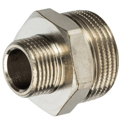 Ниппель STOUT переходной никелированный 3/4"x3/8" НР/НР