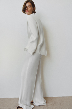 ZARA БЛЕЙЗЕР-СМОКИНГ ИЗ ЛЬНА — ZW COLLECTION, БЕЛЫЙ