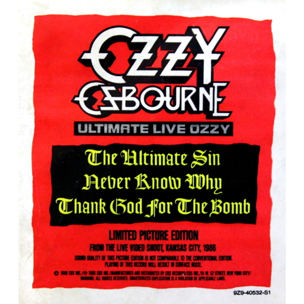 Ozzy Osbourne / Ultimate Live Ozzy (Picture Disc)(12" Vinyl EP)