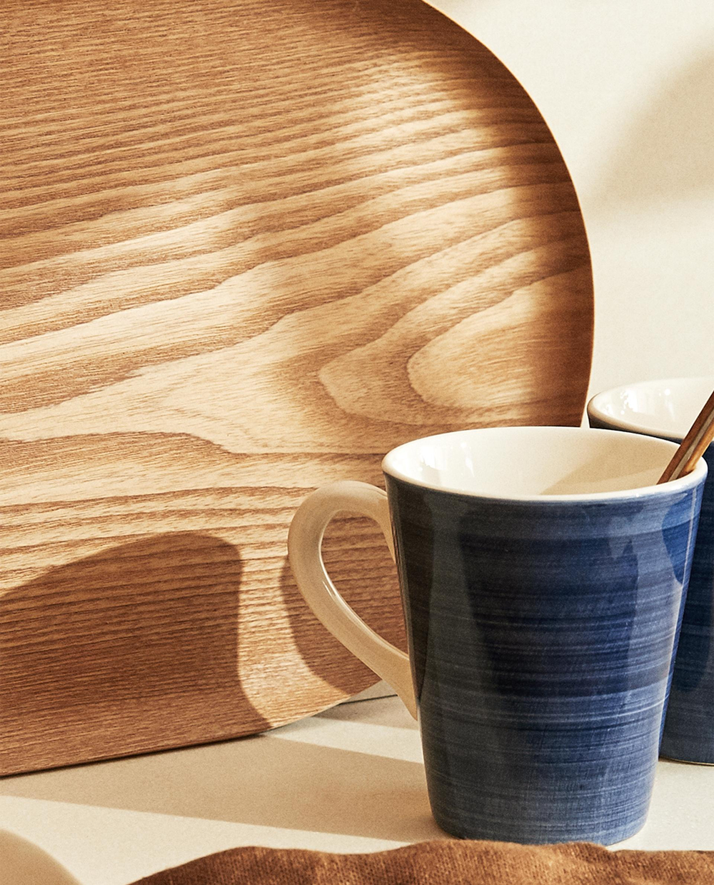 Zara Home Поднос из дерева, цвет бежевый, 40 см