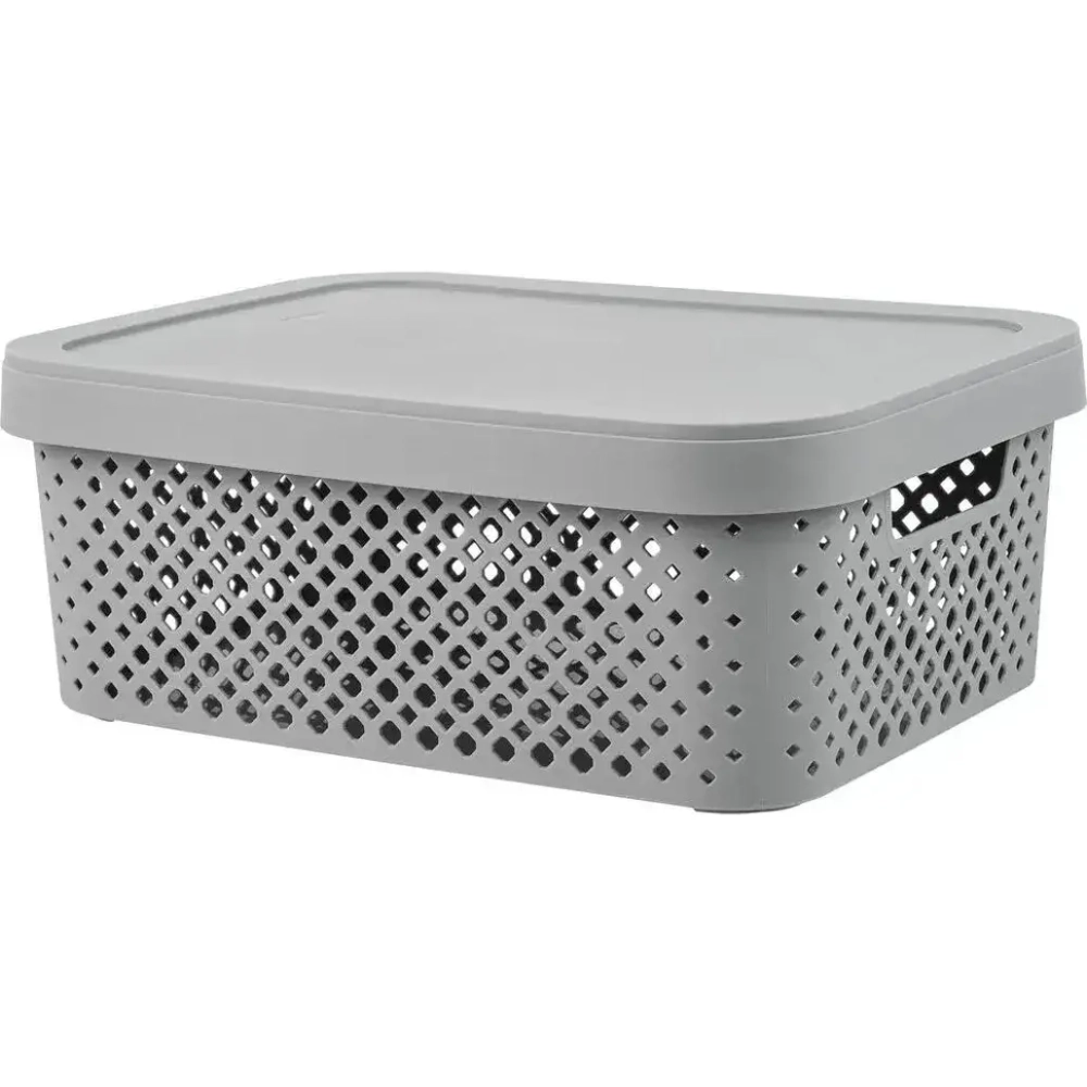 Корзинка для хранения с крышкой Plast Team Stockholm, 10 л серый шторм