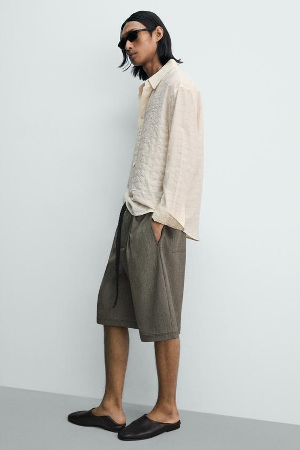 ZARA ШОРТЫ КАРГО RELAXED WIDE FIT, ТЕМНЫЙ РЫЖЕВАТО-КОРИЧНЕВЫЙ