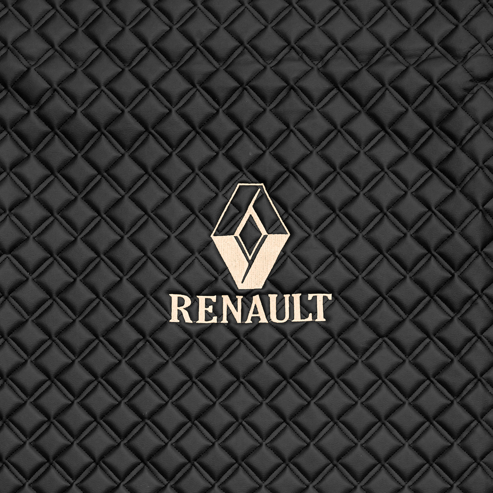 Ковры RENAULT T (автомат) (экокожа, черный, бежевый кант, бежевая вышивка)