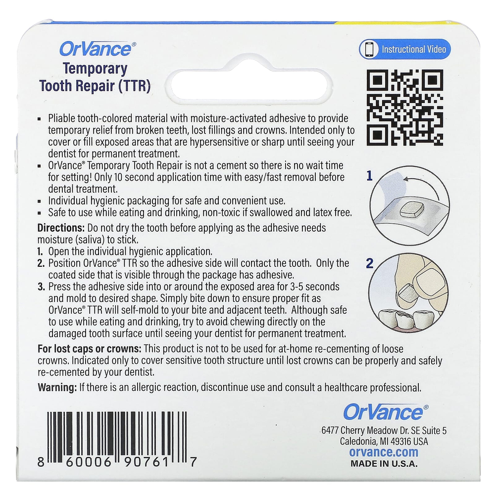 Dentemp, OrVance, временное средство для восстановления зубов, 12 применений