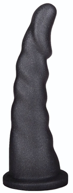 Женский страпон с чёрной насадкой и вагинальной пробкой - 18,5 и 10,5 см. (Цвет: черный)