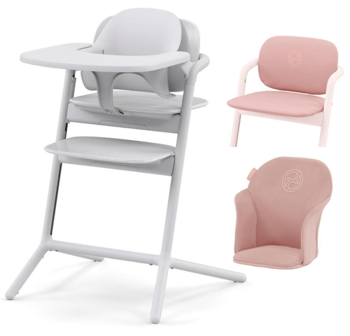 Стульчик для кормления Cybex Lemo 4 в 1 с мягкими чехлами Comfort Inlay All White/Pearl Pink