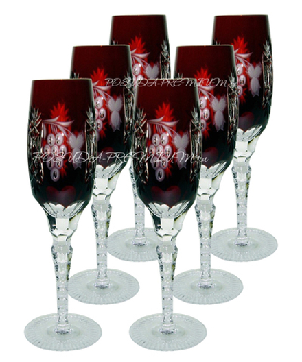 Ajka Crystal Набор бокалов для шампанского Grape 180мл - 6шт, цветной хрусталь