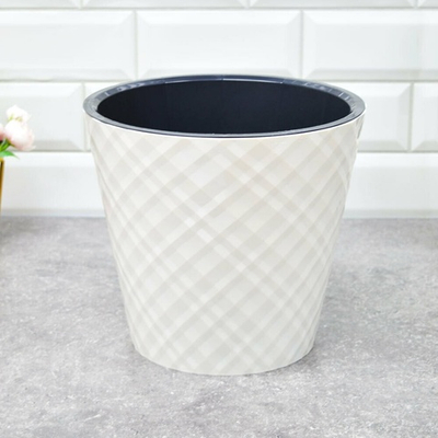 Горшок цветочный Manhattan 5л d230мм c дренажной вставкой, белоснежный жасмин